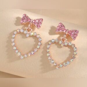 Pink Crystal Heart Earrings